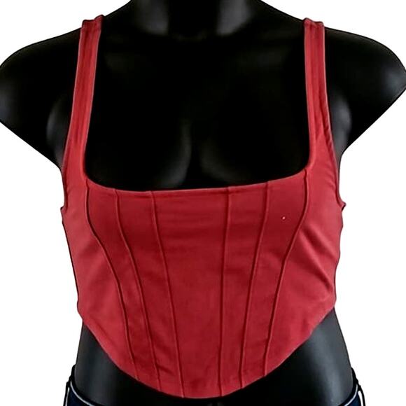 Urban Outfitters Women's Corset-Inspired Crop Top - Size Large, Mauve, NWT - Picture 2 of 5